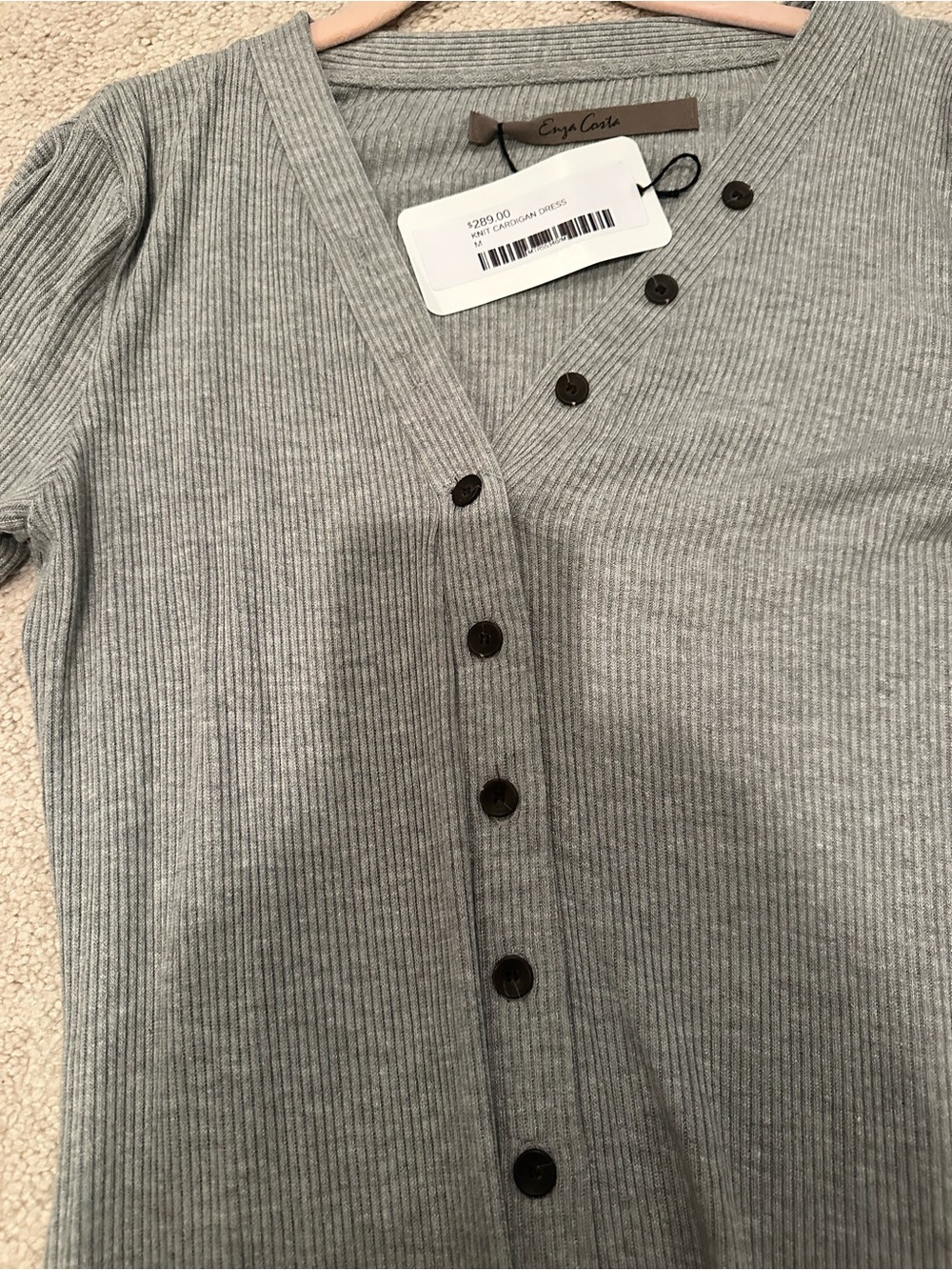 Enza Costa grey knit cardigan dress new with tags size medium